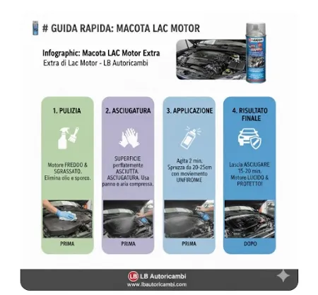 Infografica guida rapida applicazione macota 16608 lac motor su lb autoricambi
